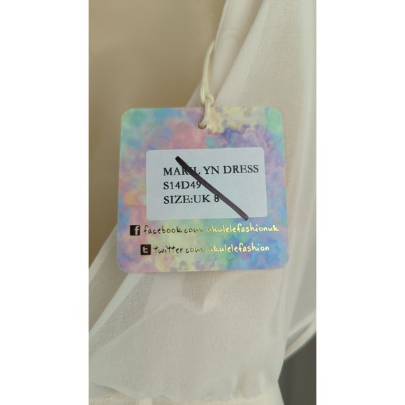 Endsource Ukulele Brand Marilyn Dress Pale Pink Sheer Flowy Romantic 30s UK 8 4 - Picture 11 of 12